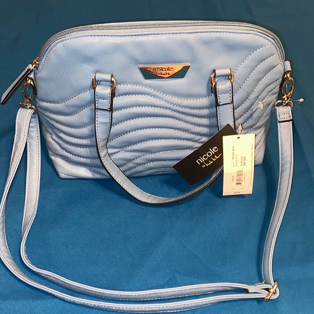 Nicole Miller allure blue satchel purse